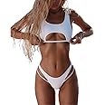 SherryDC Women's Sexy Scoop Neck Padded Cutout Strappy Thong Bikini Set Swimsuit
