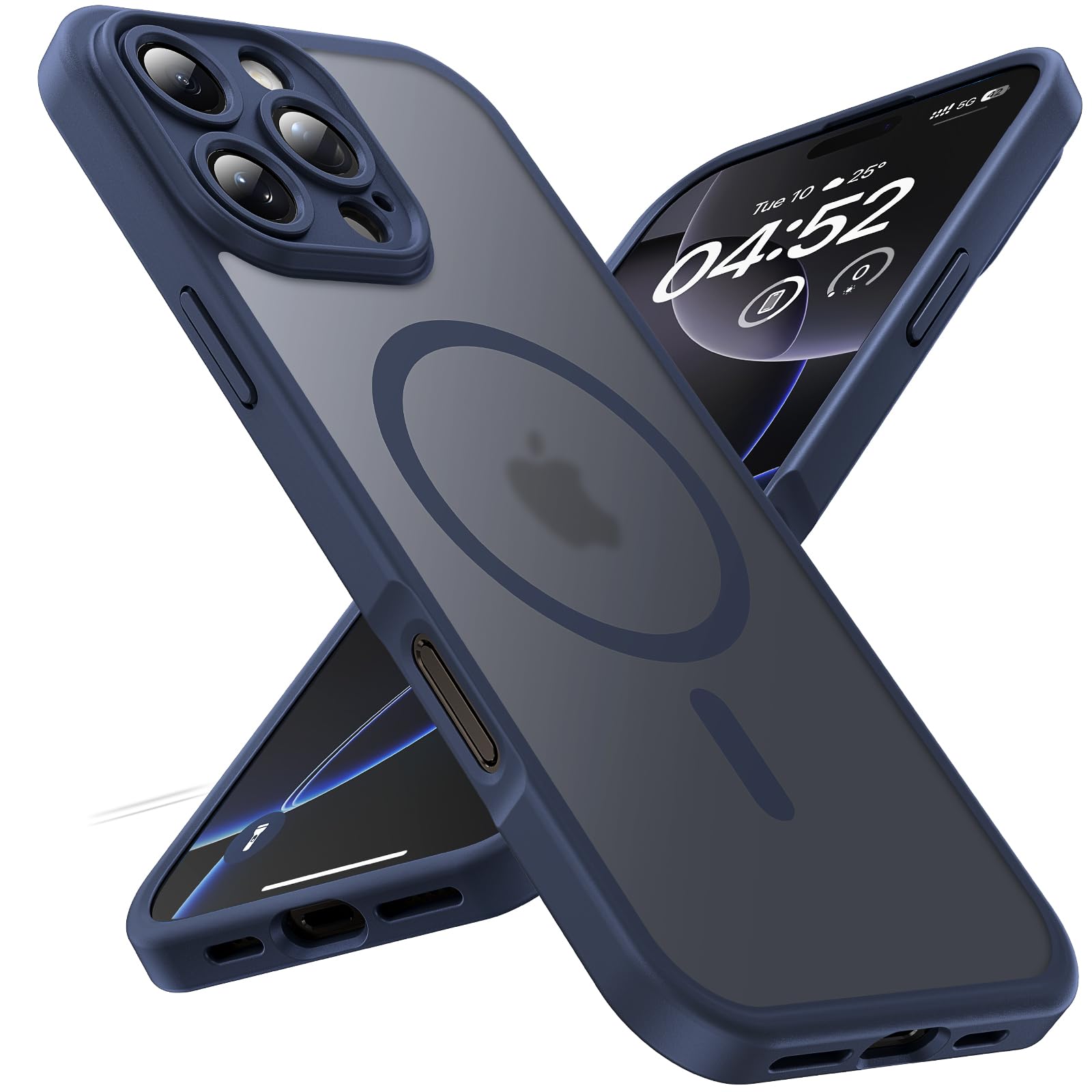 Photo 1 of TOCOL Magnetic for 16 pro max Phone case, Upgraded Full Camera Protection, Compatible with Magsafe, 16FT Drop Protection, Translucent Matte Back Bumper Cover for 6.9-Inch?Dark Blue?