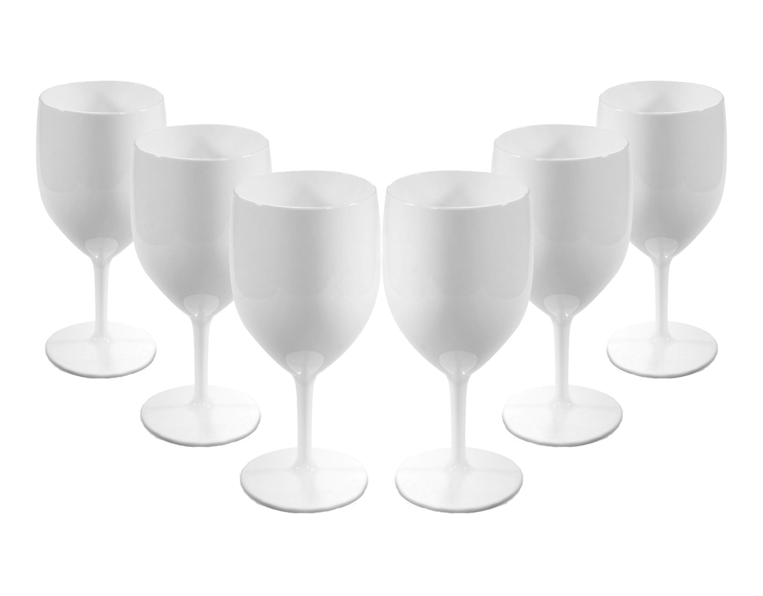 Virtually Glass Elite Premium Unbreakable Reusable Polycarbonate Plastic Large White Wine Glasses Set (310ml to Rim Height 18.8cm, Max Diameter 8.1cm) Made in UK (6)