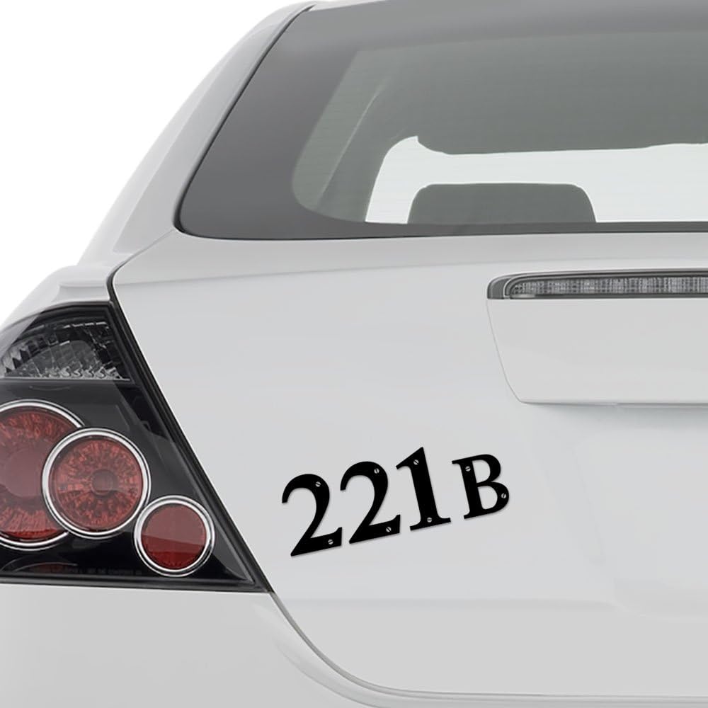 AAmpco Decals 221B Sherlock Holmes Address Vinyl Decal Sticker - Wall Decor Motorcycle Car Truck Windows Bumper - Size [10 in/25 cm] Wide Color- Matte White