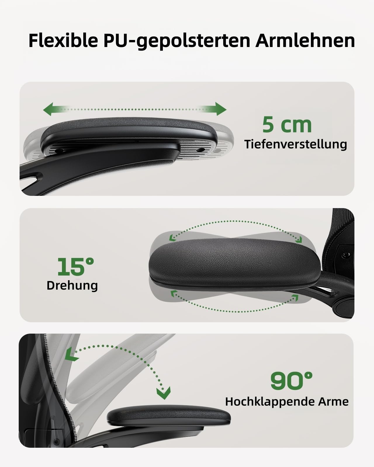 Marsail Bürostuhl Ergonomisch Schreibtischstuhl hat Verstellbarer Lordosenstütze Kopfstütze und Armlehne Höhenverstellung und Wippfunktion, Schwarz 5