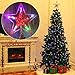 Blissun 12-Inch Red Star Treetop, 15 Multi-Color Light Christmas Tree Topper, Twinkle Star Treetop Christmas Decoration