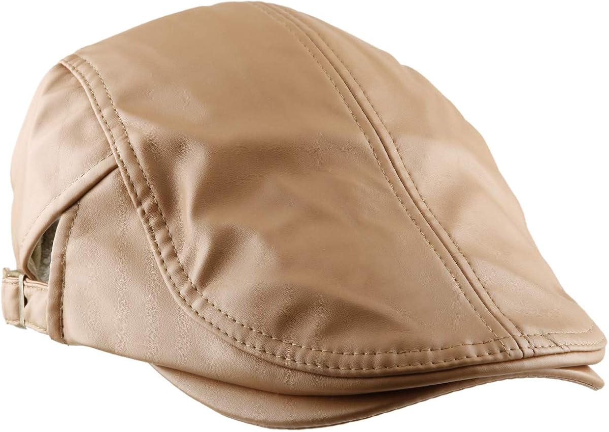 moonsix Newsboys Caps for Men,Beret PU Leather Hat Gatsby Flat Hats Ivy