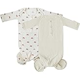 Dormlony Muslin Organic Cotton Knotted Baby Gown - Soft and Stylish Sleepwear for baby outfits Newborns 0-3 months 2PACK