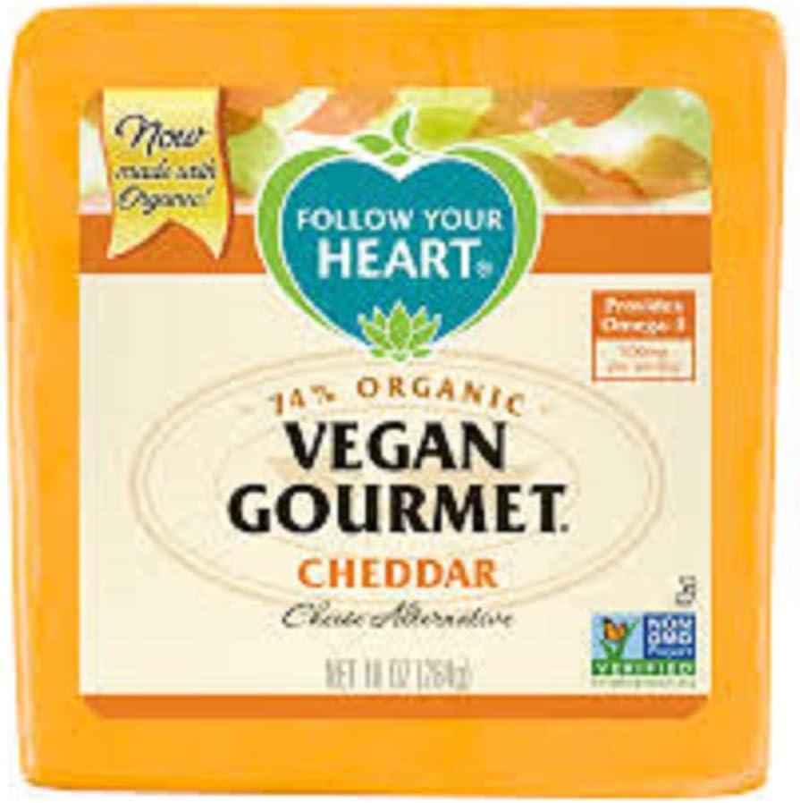 Follow Your Heart Non-GMO Organic Vegan Gourmet Cheddar Cheese Alternative, 10 Ounce (Pack of 12)
