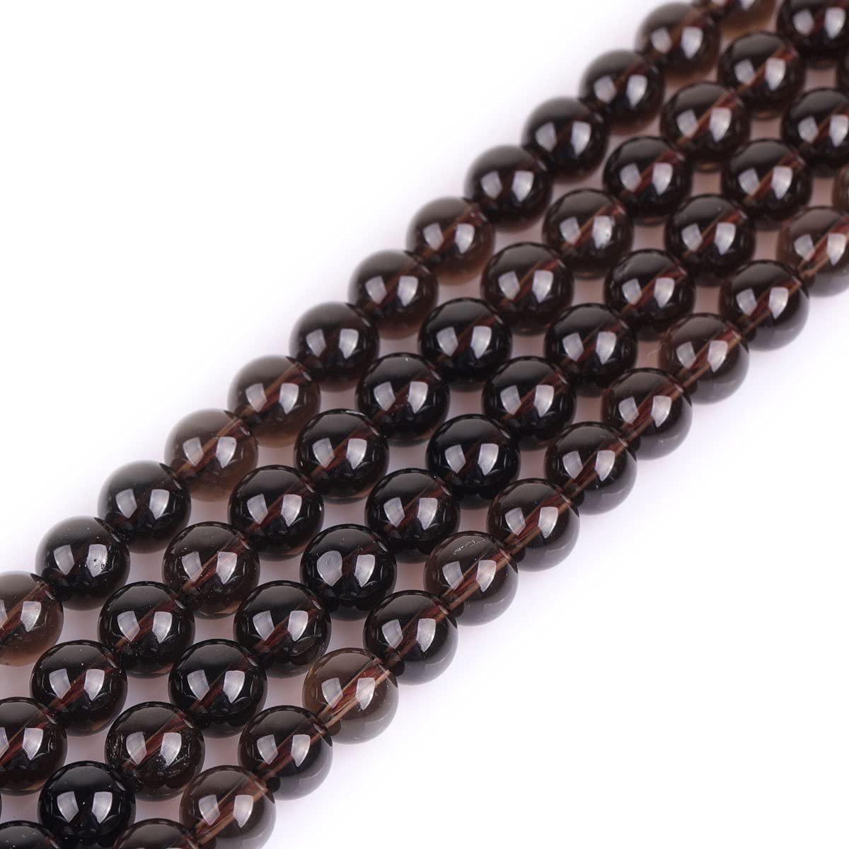 GEM-Inside Natural 8mm Dark Smoky Quartz Round Gemstone Semi Precious Loose Beads for Jewellery Making 15''