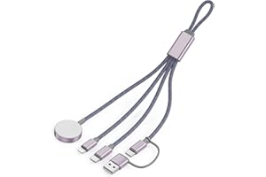 XIWACHREGE Short 8.6inch Travel Essentials for Apple Watch Charger, 3 in 2 USB C Cable for Type C/L-Port Devices, Multi Charging Cable, Camping Essentials, Magnetic iWatch Charger for Ultra/SE/10-1&iPhone 17-12