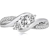 ZLAEBL 1.1 CT Three Stone Moissanite Engagement Rings for Women 10K Gold Engagement Ring Twisting Moissanite Rings Real Gold Anniversary Ring for Women Gold Wedding Band