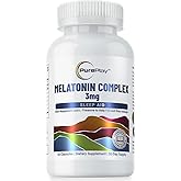 PurePlay Sleep Aid for Adults, Melatonin 3mg Complex with Magnesium and Ashwagandha, Non-Habit Forming Sleep Supplement, 60 Capsules, 30 Days Supply