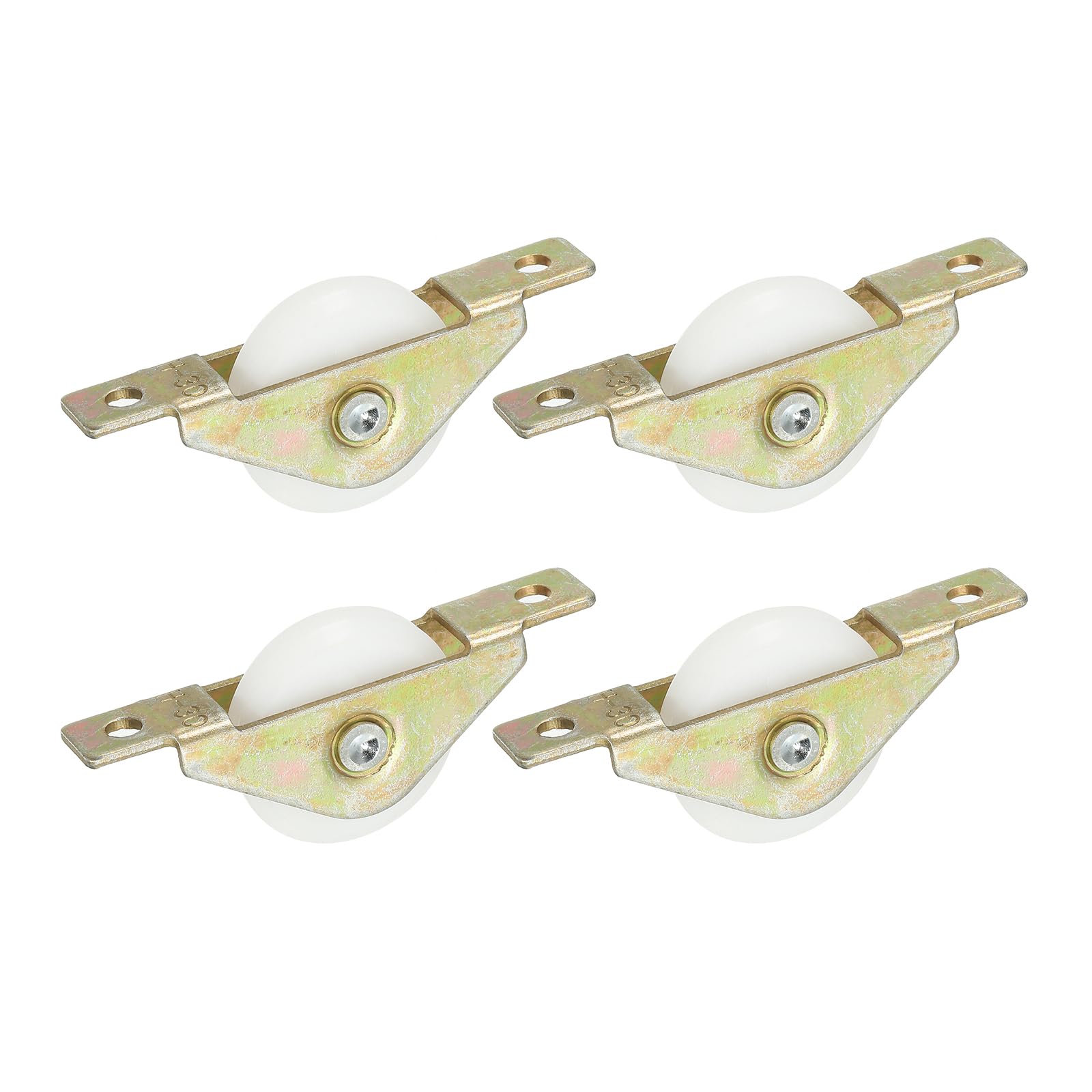 PATIKIL 30mm Sliding Door Nylon Pulley, 4 Pcs Furniture Roller Wheels 5mm Hole Distance for Screen Door Wardrobe Cupboard Closet, Yellow