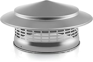 Singvon 8" Round Chimney Cap, 304 Stainless Steel Chimney Cover with Screen, Stove Pipe Chimney Cap, Silver
