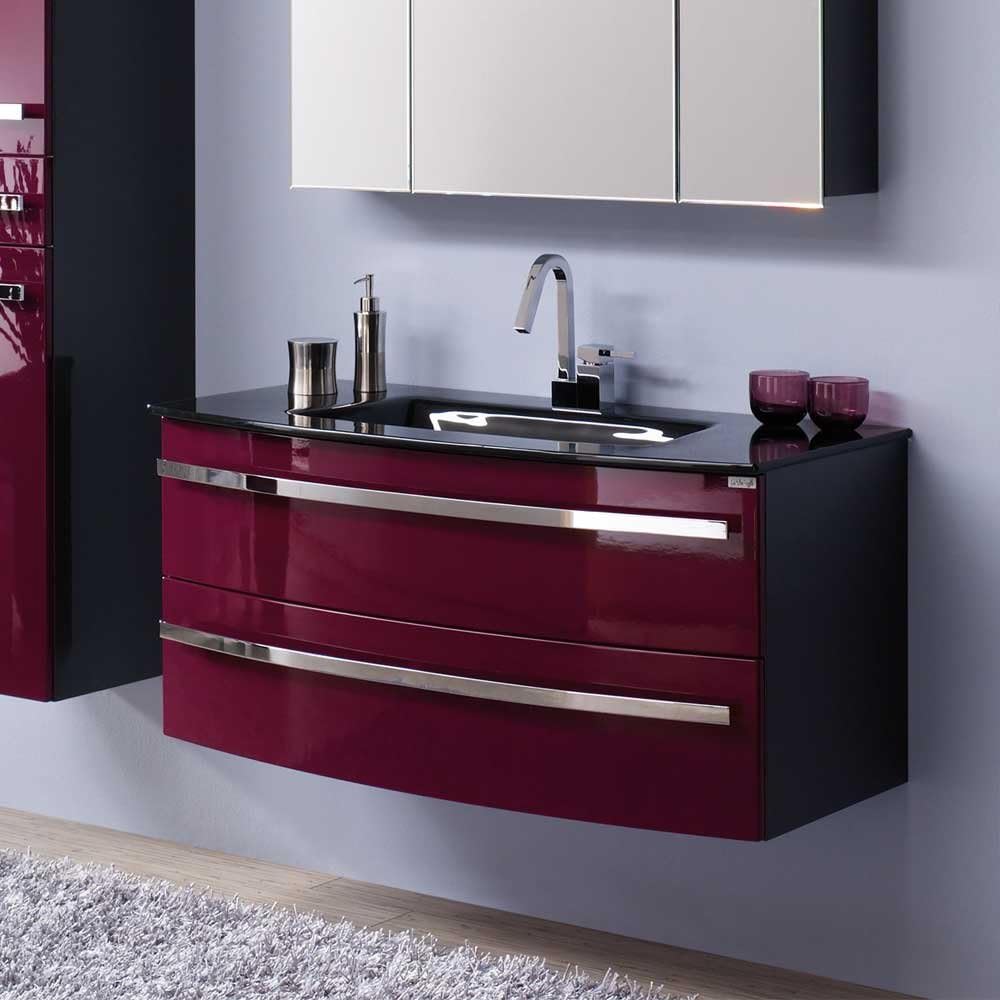 Under Basin Storage Unit In Purple Gloss With Glass Sink Pharao24 Under Basin Storage Unit In Purple Gloss With Glass Sink Pharao24