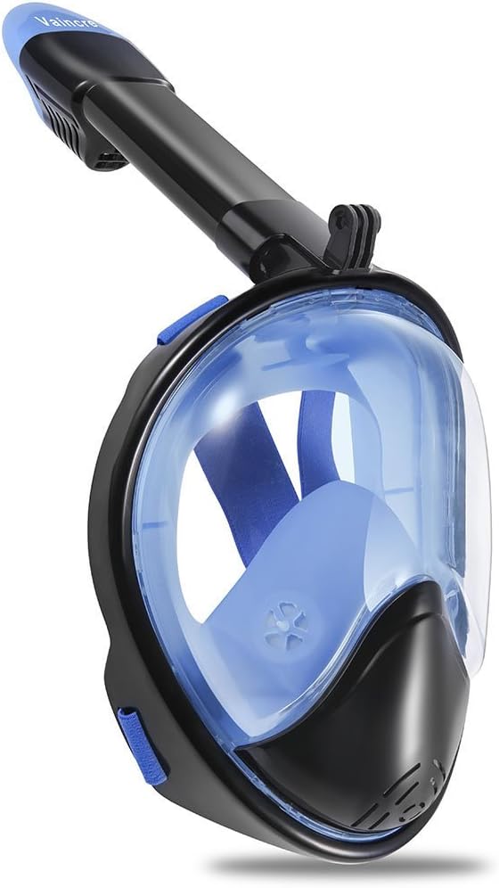 Vaincre 180° Full Face Snorkel Mask with Panoramic View Anti-Fog, Anti-Leak with Adjustable Head Straps - See Larger Viewing Area Than Traditional Masks