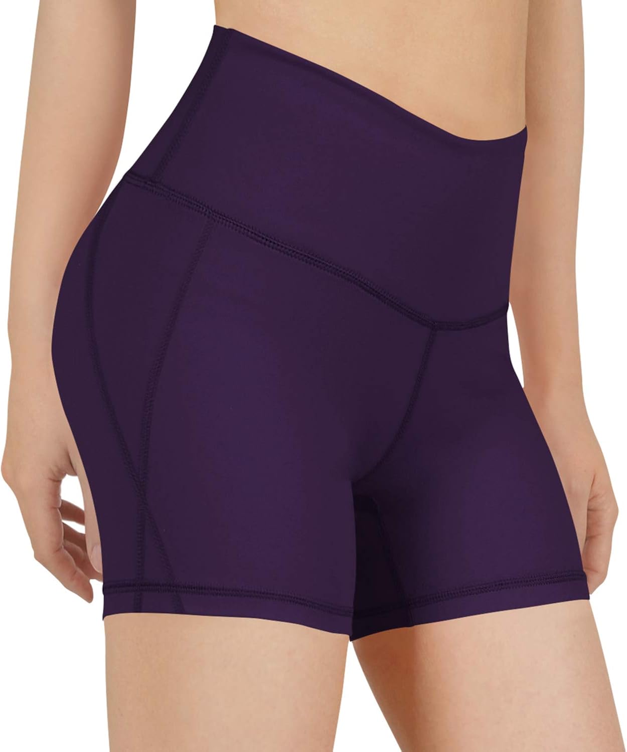 ODODOS Women's Yoga Short Tummy Control Workout Running Athletic Non See-Through Yoga Shorts with Hidden Pocket: Clothing