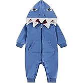 flower frail Baby Boy Girl Shark Costumes Halloween Onesie Cartoon Hooded Romper Jumpsuit Outfit Zip Bodysuit Infant Toddler