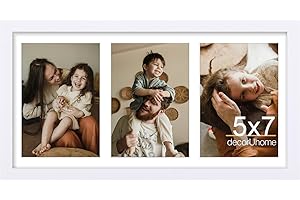 decorUhome 8x16 Picture Frames Collage Wall Decor, Display 3Pcs 5x7 Photos with Mat or 1Pcs 8x16 Unmatted, 3 5x7 Collage Pict