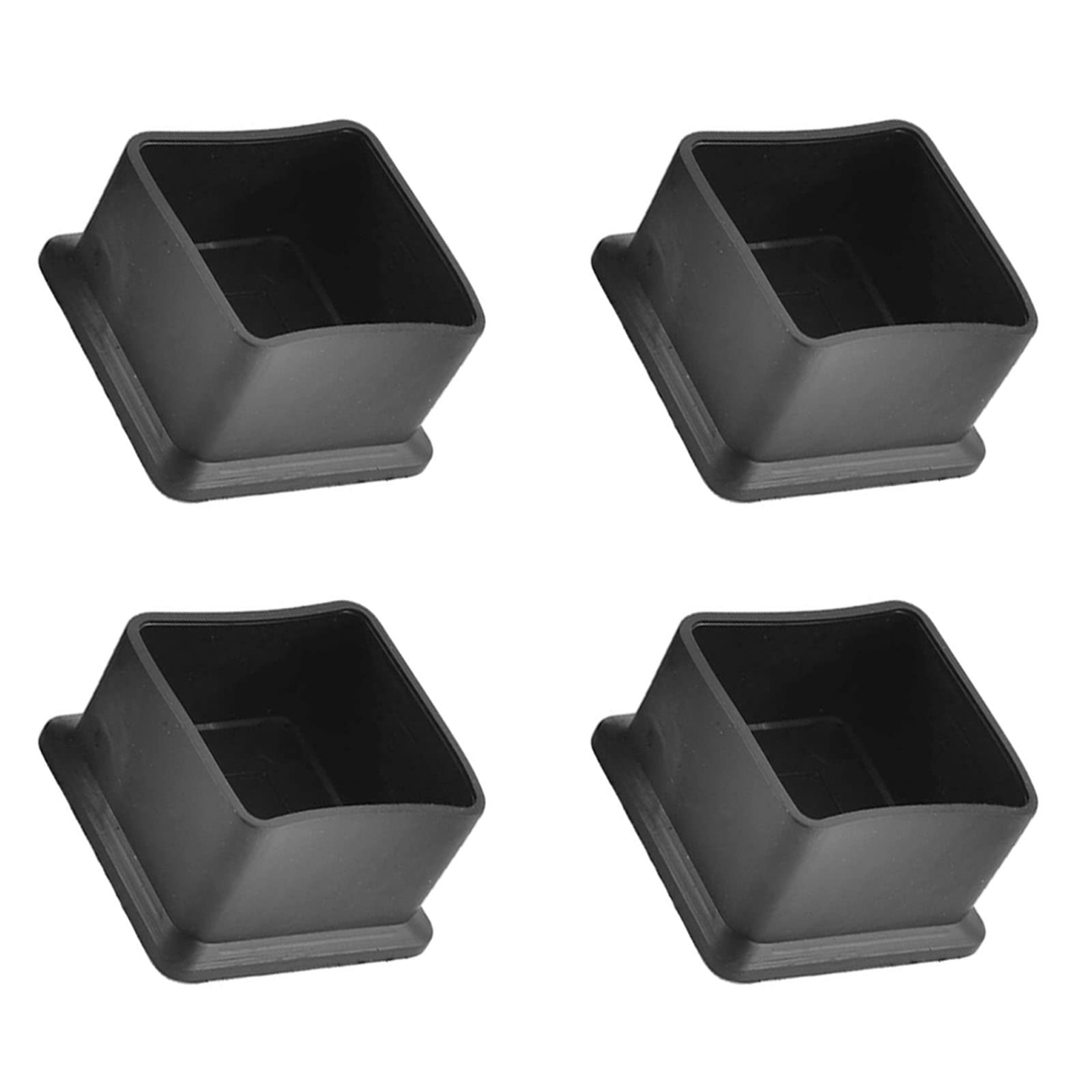 METALLIXITY Chair Leg End Cover (40mm x 40mm) 4Pcs, Square Rubber Furniture Feet Caps Floor Protector - for Sofa Table Patio Chairs, Black