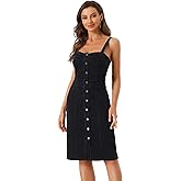 Allegra K Button Down Denim Dress for Women's Summer 2025 Sleeveless Sweetheart Neck Jeans Dresses
