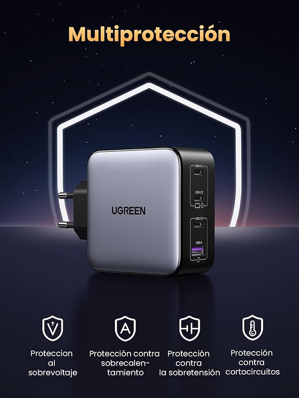 Nexode 100W Cargador USB C Carga Rápida con 4 Puertos