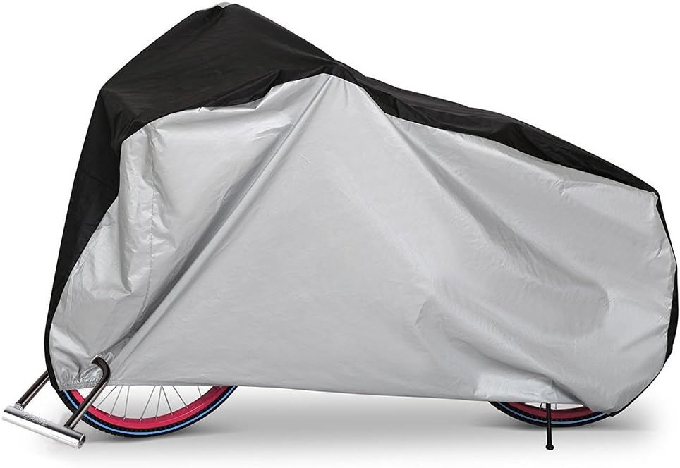 Olycism Bike Cover Bicycle Cover Bike rain cover waterproof Dust Rain Cover Wind Proof Anti sun Anti wrinkle Indoor Outdoor Protection Enlarge with Lock-hole-Sliver &Black