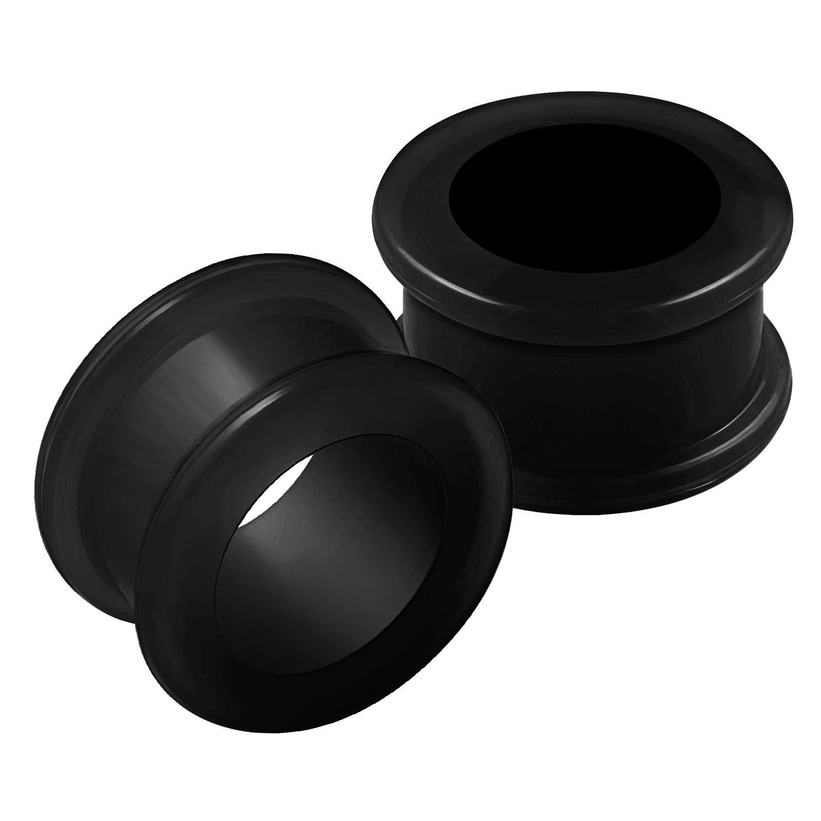KJM FASHION 2PCS Silicone Black Double Flared Saddle Earring Ear Ring Stretcher Lobe Gauge Tunnel Plug Piercing Jewellery See More Sizes, Silicone, N/A