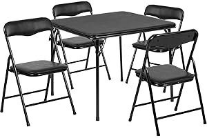Flash Furniture Mindy Kids 5-Piece Folding Table and Chairs Set for Daycare and Classrooms, Children's Activity Table and Chairs Set, Black