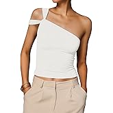 FIGKICKSEN Summer One Shoulder Tops for Women Going Out Asymmetric Strapless Tube Top Party Trendy Sleeveless Y2k Top
