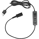 USB to QD Headset Adapter Cable for Plantronics Quick Disconnect Headset | Plantronics QD to USB Plug, Volume Control, Mic/Speaker Mute for Computer Laptop PC Desktop Mac UC Skype Lync Softphone Linux
