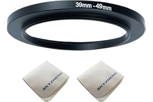 SKYZHENG 39mm lens to 49mm Camera Lens Adapter 39mm to 49mm Step Up Ring Adapter Ring for all brands of UV ND CPL, with premium lens wiping cloth 2 pack (39mm-49mm)