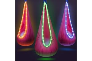 Gugxiom Kids Pod Swing Seat with LED Lights, Light Up Child Hammock Chair with Inflatable Pillow, Kids Sensory Hanging Chair 