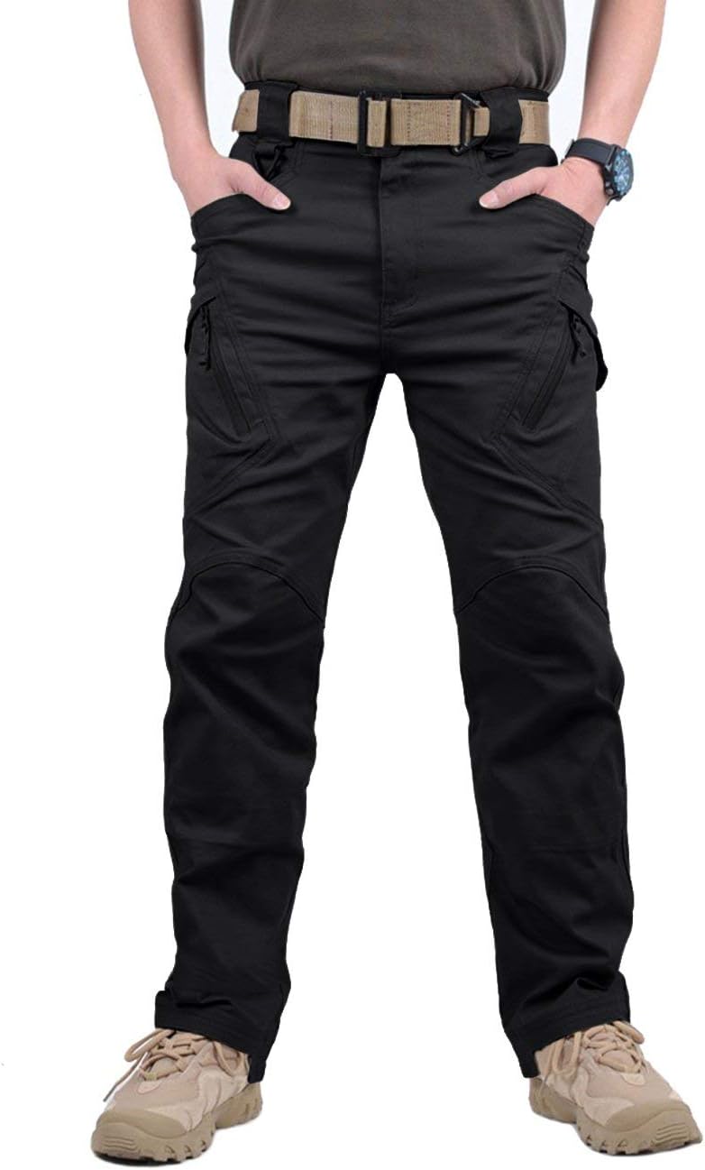 Soldier Tactical Waterproof Pants, Combat Hiking Outdoor, Mens Tactical Cargo Work Trousers, Survivor Outdoor Waterproof Military Combat Pants with Elastic Waist.