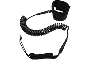 Anfyko Coiled SUP Leash, 10ft Premium Surfboard Leash Coiled Stand Up Paddle Board Leash, 7mm Thick Leg Rope Strap Ankle Safety Rope for Longboard Surfboards, Stand Up Paddle Board, SUP Replacement