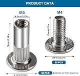 VooGenzek Connecting Bolts and Screws 50 Sets M4 Nickel Furniture Fasteners view 2