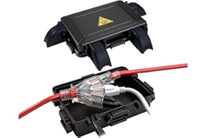 DIQMIAQ Small Outdoor Electrical Box,Waterproof Extension Cord Cover(Inner 7.3 * 5.1 * 1.6 inch) Weatherproof Connection Box w/4 Cable Entry Protect for Plug,Connector,Festive Light (1 PCS, Black)