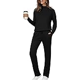 Totatuit Womens Lounge Sets Two Piece Tracksuits Casual Sweatsuits Mock Neck Tops with Thumb Holes Fall Outfits