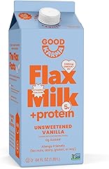 Good Karma Unsweetened Vanilla Flaxmilk +Protein, 64 Ounce, 5g Plant Protein + 1200mg Omega-3 Per Serving, Plant-Based Non-Da