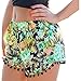 PinRoad Women's Small Balls Tassel Edge Print Beach Shorts,Yellow/Green