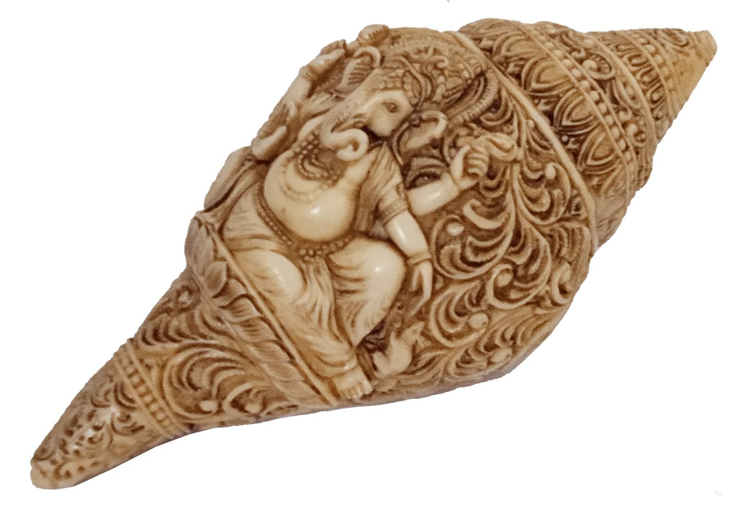 Purpledip Resin Idol Shankh (Shankha) Ganesha: Intricate Design Collectible Statue (12508A)