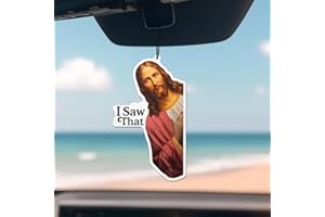 CYLDGNS 4 x Jesus I Saw That Car Air Freshener, Faith Based Gift, Christian Gift For Her Him, Funny Catholic Gift, Christmas Car Accessories, Jesus Meme Gifts, Exchange White Elephant, Pack of 4 Scents, 3.5"