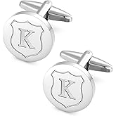 HHGEE XING Cufflinks for Men Initial Classic Round Stainless Steel Letter Cuff Links Mens Shirt CuffLinks Business Wedding Gifts