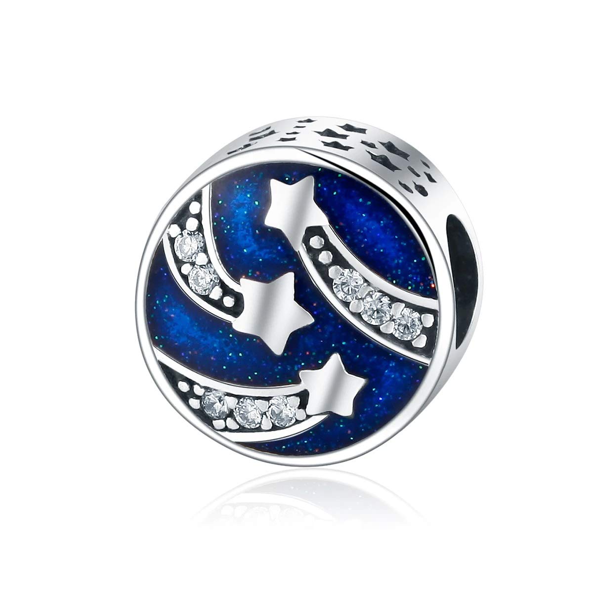FeatherWish 925 Sterling Silver Reach For The Stars Family Love Bead Charm With Cubic Zirconia And Enamel Compatible With Pandora Bracelet