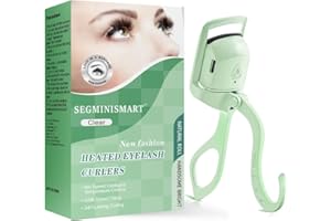 SEGMINISMART Heated Eyelash Curler, Fast 5s Heat up, 24 Hours Long Lasting, Rechargeable Electric Lash Curler, Temperature Control, Safe Anti-Burn Eye Lash Curler, Quick Natural Curling Lashes (Green)