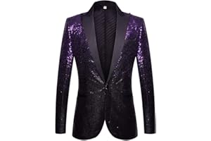 PYJTRL Men Fashion Gradual Change Color Sequins Suit Jacket