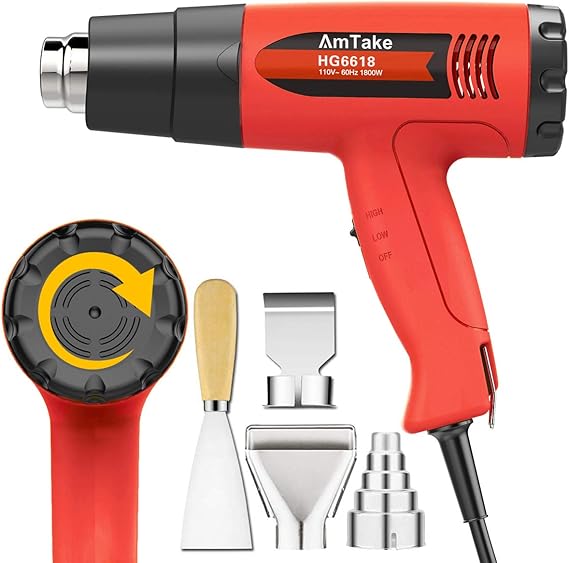 Heat Gun Variable Temperature, Amtake HG6618 Hot Air Gun 120°F 1020°F