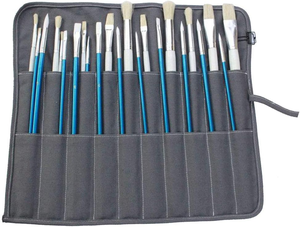 Canvas Artist Paint Brush Holder Roll Up Brush Bag Case Paint Brush