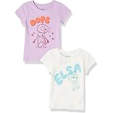 Amazon Essentials Disney | Marvel | Star Wars | Frozen |Princess Girls and Toddlers' Short-Sleeve T-Shirts, Pack of 2