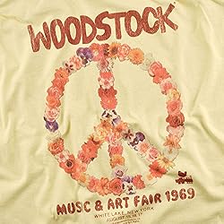 Popfunk Woodstock Peace Symbol Light Yellow T Shirt