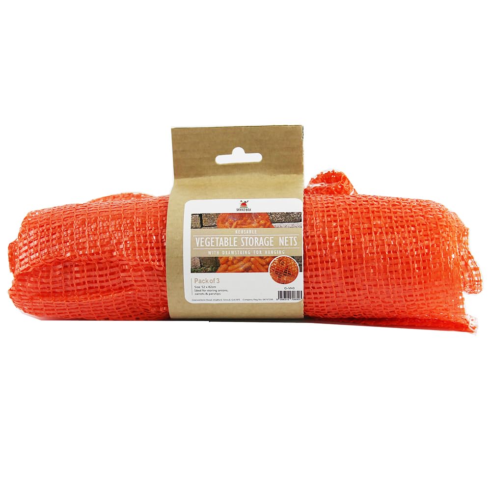 Seedzbox Vegetable Storage Bags Container - Extra Large - Pack of 3 - For Storing Root Vegetables Kindling Logs Potatoes Onions Carrots - Holds 25kg - Container For Hanging In Larders Sheds