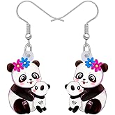 LONYOO Acrylic Mother's Day Adorable Panda Earrings Bear Earrings Dangle Jewelry Cute Panda Gifts for Mom Women