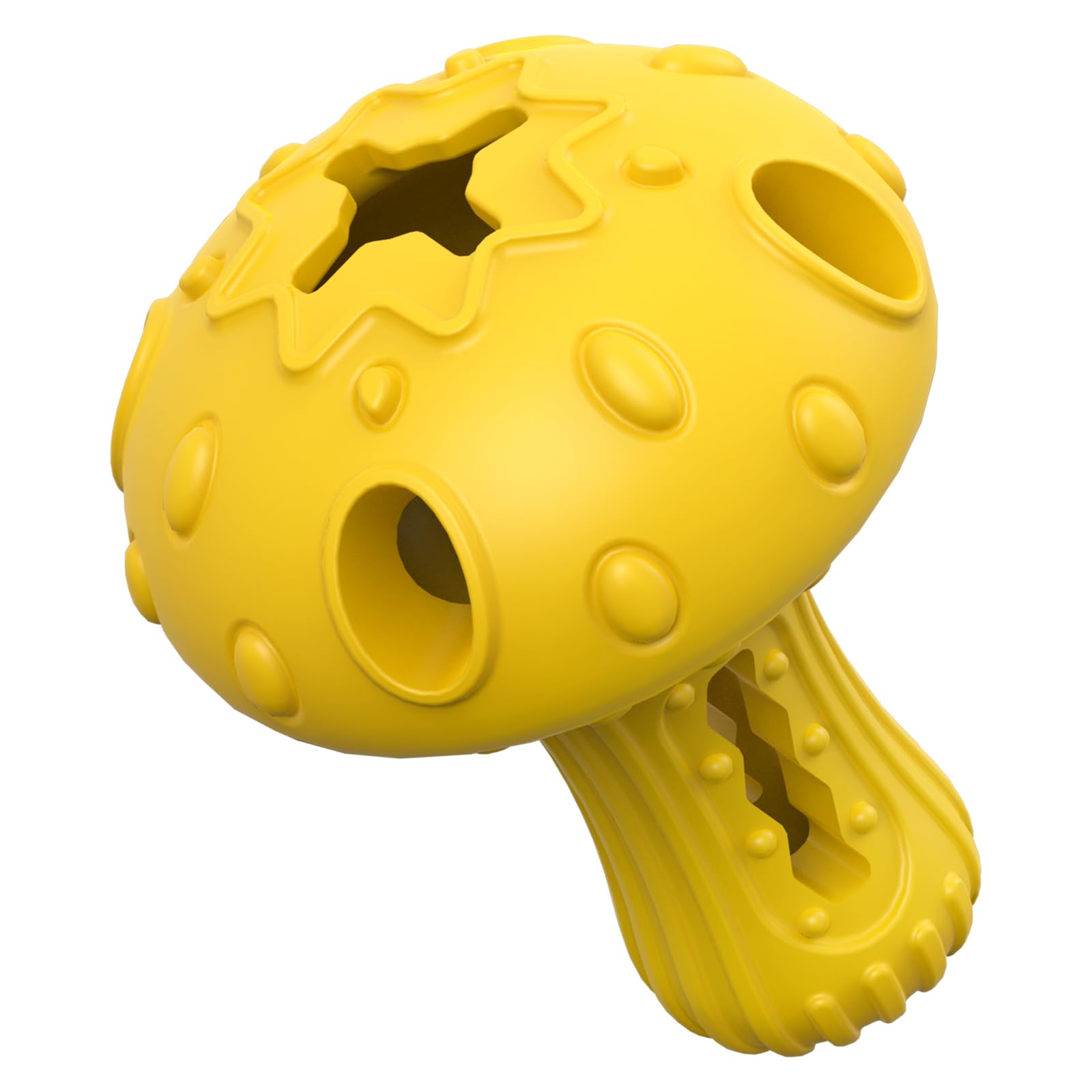 TONGKTAI Dog Toys,Indestructible Rubber Chew Toy for Aggressive Chewers, Interactive Slow Feeder Tough Puzzle Toys Teeth Cleaning for Large & Medium Breed(Yellow)